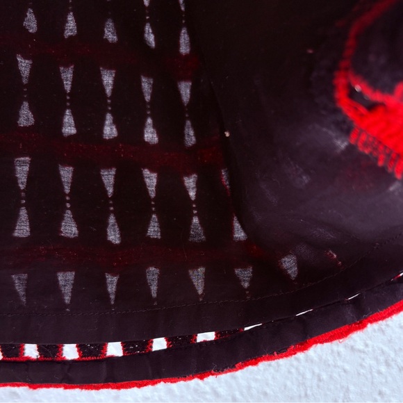 W Worth Black Red Midi Straight Skirt Size 4 Woven Striped Lined Pencil Retro - Picture 13 of 15